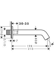 Излив на ванну Hansgrohe Tecturis S 198 мм 73411140 шлифованная бронза
