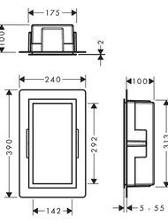 Шкаф-ниша Hansgrohe XtraStoris Individual 56095670 300х150х100 рама матов.черный/короб матов.черный