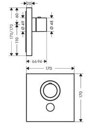 Смеситель Axor ShowerSelect 36716000 Highflow для душа, встраиваемый, термостат, 2 потребителя, хром