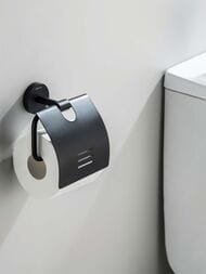 Держатель для туалетной бумаги Aquatek Бетта AQ4609MB подвесной, с крышкой, цвет: черный матовый