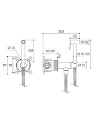 Смеситель встраиваемый Aqueduto PUREZA PUR0150 с гигиеническим душем,  шлифованное золото