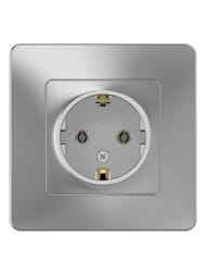 Розетка Systeme Electric BLANCA скрыт.устан. с заземл. без шторок, 16А, 250В, алюминий BLNRS001013