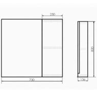Зеркало-шкаф COMFORTY Бонн 75 (730х800х140) подвесной, дуб дымчатый 00-00008473