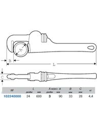 Ключ трубный Super Ego Heavy Duty 24" шведка, чугун, наклон угла губок 90°,  102240000