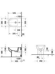 Биде напольное Duravit No.1 370х570мм, белый, отверстие под смеситель 22961000002