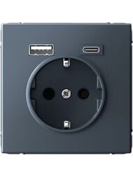 Розетка Systeme Electric ARTGALLERY 16А с 2 USB A+C, 5В/2,4А/3,0А, 2х5В/1,5А, грифель, GAL000732