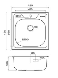 Мойка Omoikiri SARU 48-IN (480х480х180) монтаж врезной, цвет нержавеющая сталь 4993833
