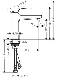 Смеситель Hansgrohe Metropol 32507000 для умывальника, однозахватный, 110, клапан push-open, хром