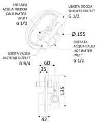 Смеситель для душа Mariani Surf B00173SF, хром