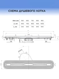 Душевой лоток BETTOSERB Drain Slim 950 мм с решеткой, 68мм, сталь 13100036