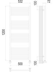 Полотенцесушитель TERMINUS Аврора П22 (ШВ 532x1200) водяной, черный матовый
