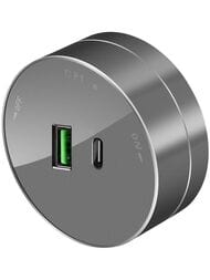 Розетка Systeme Electric MultiTrack 2хUSB (тип А+С) 18Вт, 5В/3А, графит, MTK13003G