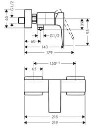 Смеситель Hansgrohe Metropol 32560990 для душа однорычажный, настенный, полиров золото