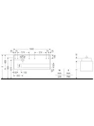����� ��� �������� Duravit White Tulip 1600�408�550��, 2 ���������, ������ ���. WT4890L58580000