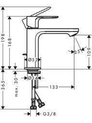 Смеситель для раковины Hansgrohe Rebris E 72560000 однозахватный, CoolStart, излив 109мм, хром — миниатюра 4