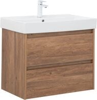 Тумба под раковину Aquanet Nova Lite 75 287880 (724х435х562) подвесная, 2 ящика, дуб шоколадный