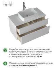 Тумба под раковину toHit Erna 100 (1005х527х525мм) подвесная, 2 ящ., цвет: белый глянец TH04-050610