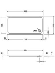 ������ ��������� Duravit D-Code 1800�900 � �������������� ��������� 720165000000001