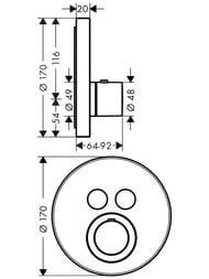 Смеситель Axor ShowerSelect 36723990 для душа, встраиваемый, термостат, полир.золото