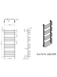 GROTA ECO FORTE Полотенцесушитель "Лесенка" 480x1200 полиров. нерж. сталь, диаг./ниж. подкл. D-1/2"