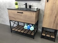 Тумба COMFORTY Бредфорд-90 (910х870х470) напольная, с раковиной, дуб темный 00004148003