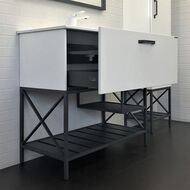 Тумба COMFORTY Бредфорд-90 (910х870х470) напольная, с раковиной, белый глянец 00-00009955