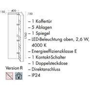Пенал подвесной Burgbad SYS30 Aqua 400х1760х150 LED, правый, зеркало, голубой SPIJ040RF5663 — изображение 3
