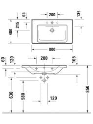 ���������� ��������� Duravit D-Neo 800�480�160 �������, ��������� ��� ���������, ����� 2367800000