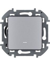Переключатель LEGRAND INSPIRIA 1-клавишный с подсветкой 10 AX 250 В алюминий 673662