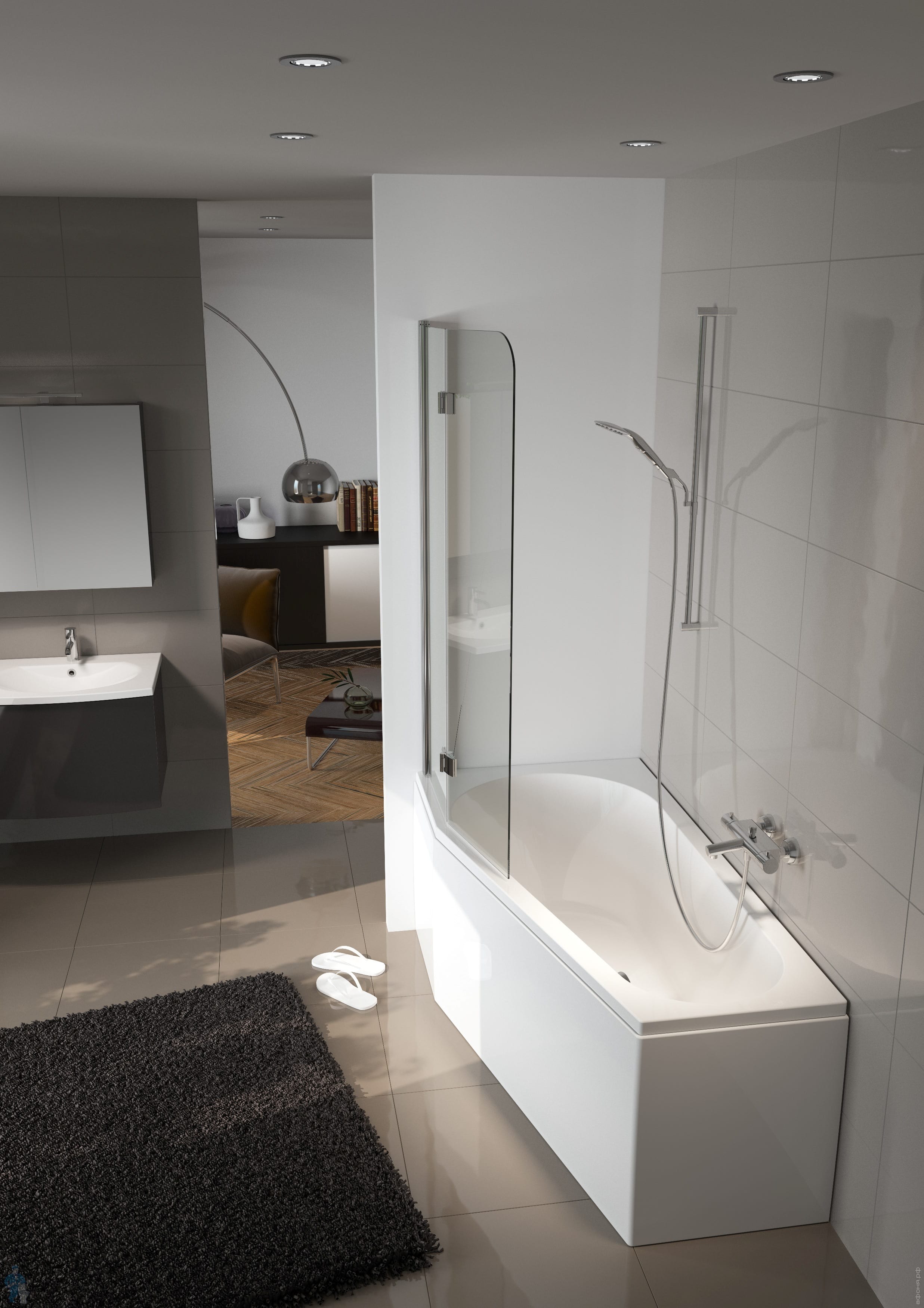 Ванна акриловая RIHO DELTA 150х80 R без гидромассажа, асимметричная ...