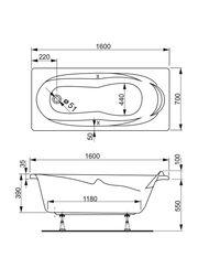 ����� ��������� VAGNERPLAST KLEOPATRA 160 (1600�700�390) �������������, ����� VPBA167KLE2X-04
