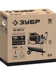 Компрессор воздушный ЗУБР КП-200-24, 1500 Вт, 200 л/мин, 24 л ресивер,  безмасляный — изображение 9