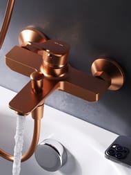Смеситель AM.PM X-Joy F85A10044 для ванны/душа, настенный, однозахватный, фикс. излив розовое золото