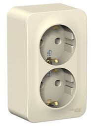 Розетка Systeme Electric BLANCA наружная двойная с заземл., изол.пл.,16А 250В, молочный BLNRA010212