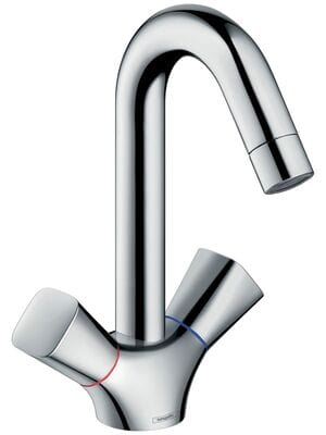 Смеситель Hansgrohe Logis 71222000 для умывальника двухзахватный, донный клапан, излив 145мм, хром