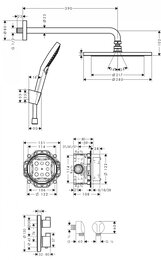 Душевая система Hansgrohe Croma Shower system 280 1jet Ecostat S термостат для душа, черный 27961670
