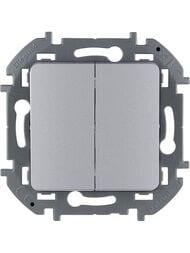Выключатель LEGRAND INSPIRIA  2-клавишный 10 AX 250 В алюминий 673622