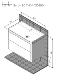 Тумба с раковиной toHit Evron 80 (807x580x475) подвесная, 2 ящика, цвет: белый TH04-130680