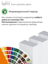 Радиатор стальной toHit from asthetik alpha, 6 секций, 280х1750х95, 1483 Вт, вертикальный, трубчатый