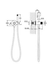 Набор с гигиеническим душем Aquatek Бетта AQ1023BGM встраиваемый, 1 отв., однозахватный, сталь оруж