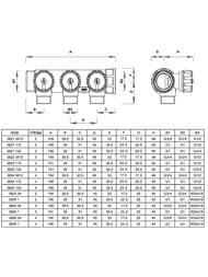 Коллектор регулируемый FAR 3/4"ВН на 4 отвода 1/2"Н, с плоским уплотнением, FK 3824 3412TP — изображение 3