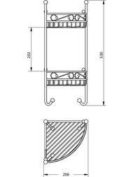 Migliore Complementi Полка-решетка угловая ажурная, двойная 21xP21x53 см бронза 22936 (ML.COM-50.212.BR)
