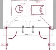 ����� � ���� BelBagno Uno (1100x1900) UNO-B-2-110-C-Cr ���������, ������ ����������/������� ����