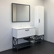 Тумба COMFORTY Бредфорд-90 (910х870х470) напольная, с раковиной, белый глянец 00-00009955