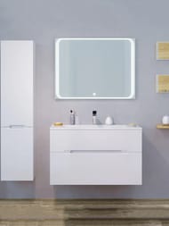 Тумба под раковину Jorno Modul 100 (970х450х580) подвесная, 2 ящика, белый Mоl.01.97/P/W