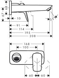 Смеситель Hansgrohe Logis 71220000 для умывальника встраиваемый, однозахватный, излив 195мм, хром — миниатюра 4