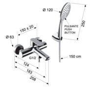 Смеситель для ванны Remer Vanity V02, хром