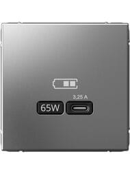 Розетка Systeme Electric ARTGALLERY USB A + тип-C 45Вт, высокоскор.заряд. QC, PD, сталь, GAL000929