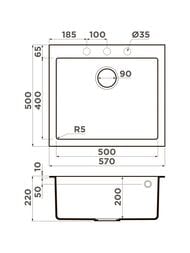 Мойка Omoikiri BOSEN 57-SA (570х500х220) врезная, тетогранит, бежевая 4993147 — изображение 5