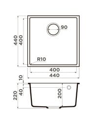 ����� Omoikiri BOSEN 44-U-BL (440�440�220) ����������� ������, ����������, ������ 4993595